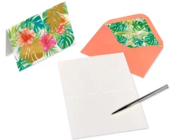 Tropical Flowers Boxed Blank Note Cards with Envelopes, 12-Count