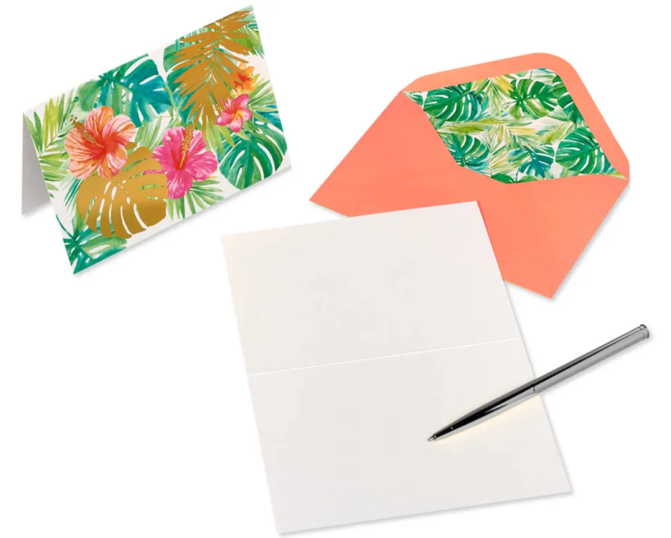 Tropical Flowers Boxed Blank Note Cards with Envelopes, 12-Count
