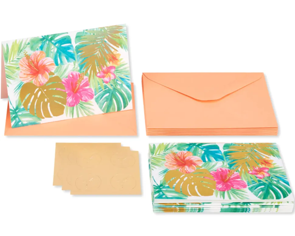 Tropical Flowers Boxed Blank Note Cards with Envelopes, 12-Count