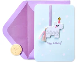 Unicorn Pinata Ornament Birthday Card