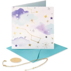 Universe Is Celebrating Birthday Greeting Card with Necklace