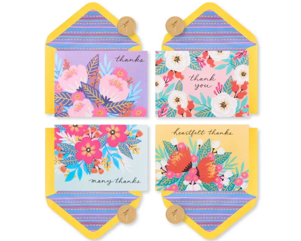 Vibrant Florals Thank You Boxed Blank Note Cards with Envelopes, 20-Count