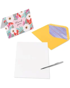 Vibrant Florals Thank You Boxed Blank Note Cards with Envelopes, 20-Count