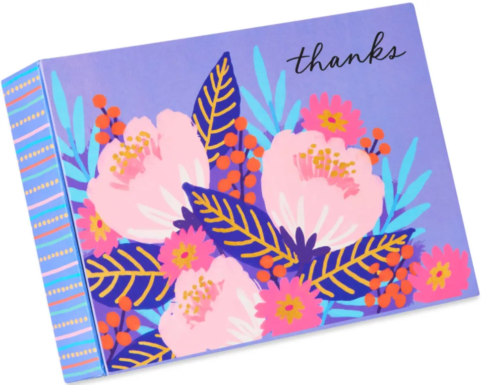 Vibrant Florals Thank You Boxed Blank Note Cards with Envelopes, 20-Count