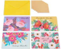 Vibrant Florals Thank You Boxed Blank Note Cards with Envelopes, 20-Count
