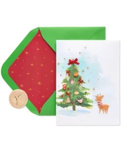 Watercolor Christmas Tree Christmas Greeting Card