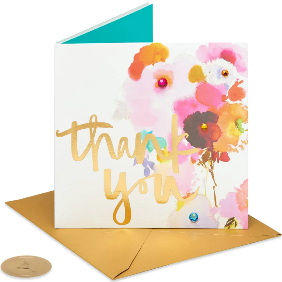 Watercolor Flower Thank You Greeting Card