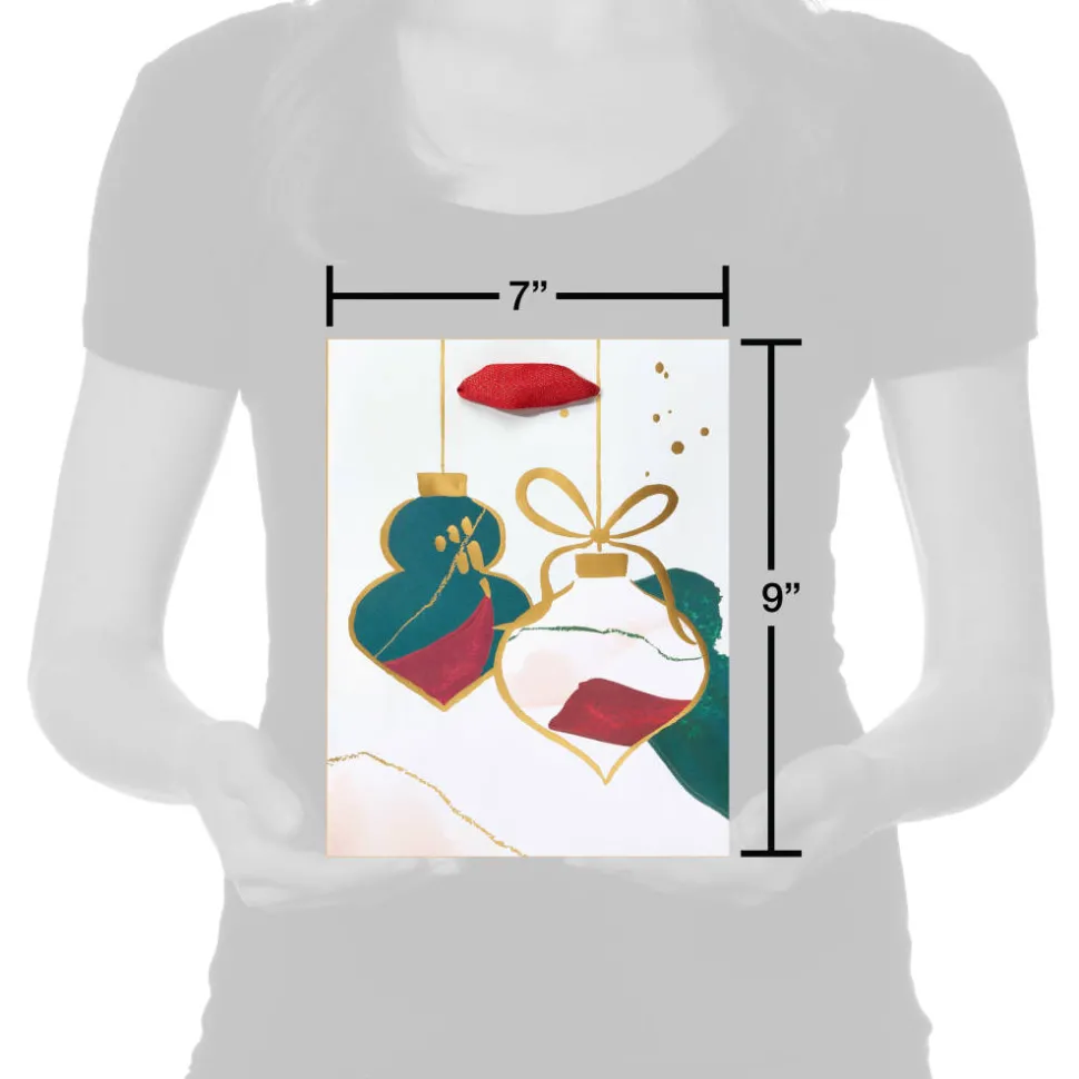 Watercolor Ornaments 10″ Medium Holiday Gift Bag, 1 Bag
