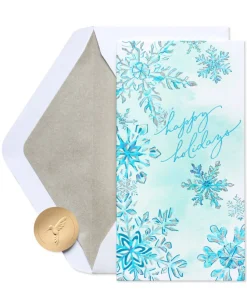 Watercolor Snowflakes Happy Holidays Greeting Card