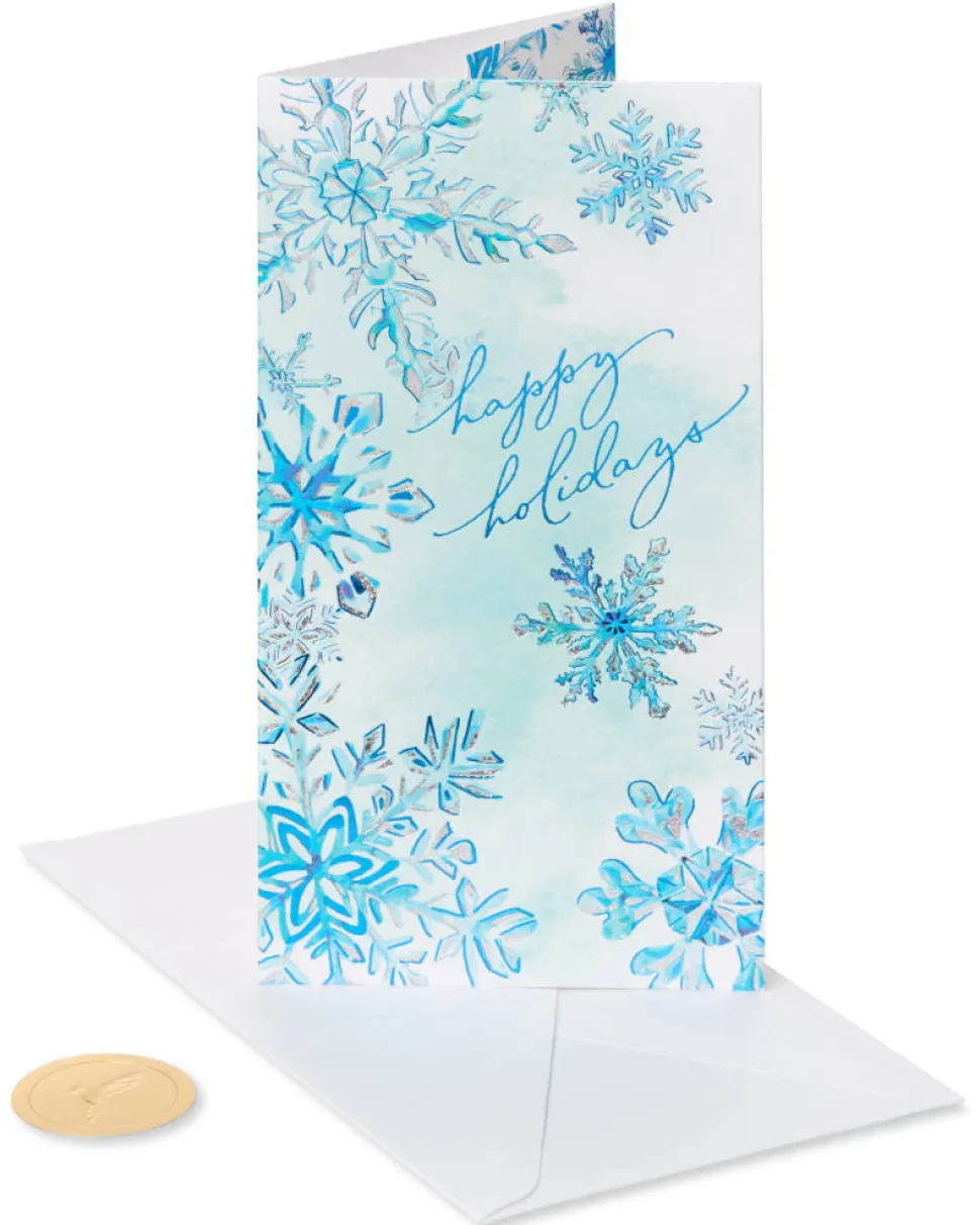 Watercolor Snowflakes Happy Holidays Greeting Card