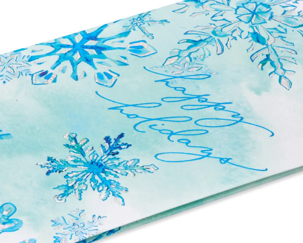 Watercolor Snowflakes Happy Holidays Greeting Card