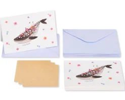 Whale Thanks Thank You Note Cards with Envelopes, 14-Count