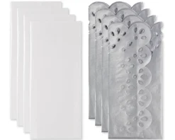 White and Silver Tissue Paper Set, 8-Sheets