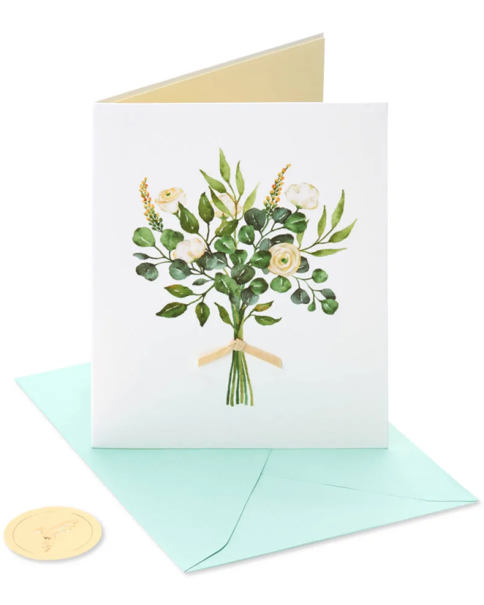 White Flowers Wedding Greeting Card