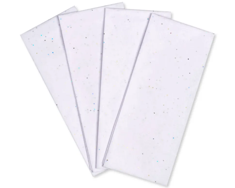 White Tissue Paper with Blue Polka Dots, 4-Sheets