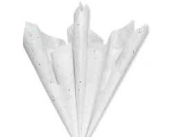 White Tissue Paper with Blue Polka Dots, 4-Sheets
