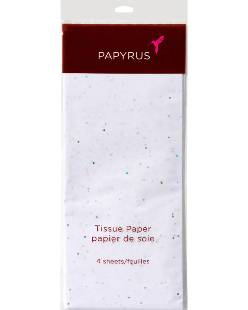 White Tissue Paper with Blue Polka Dots, 4-Sheets