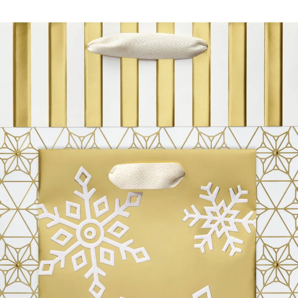 Winter Wonder Holiday Gift Bags with Tissue Paper, 2 Bags, 1 Large 13″, 1 Medium 9″, 18 Sheets