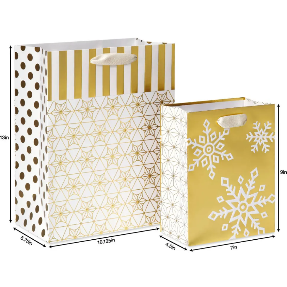Winter Wonder Holiday Gift Bags with Tissue Paper, 2 Bags, 1 Large 13″, 1 Medium 9″, 18 Sheets