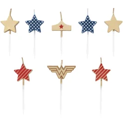 Wonder Woman Stars Cake Topper Birthday Candles, 8-Count