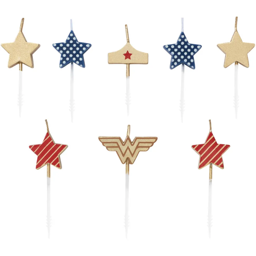 Wonder Woman Stars Cake Topper Birthday Candles, 8-Count