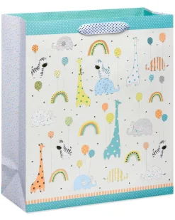 Zoo Animals with Balloons Jumbo Baby Gift Bag, 1 Bag