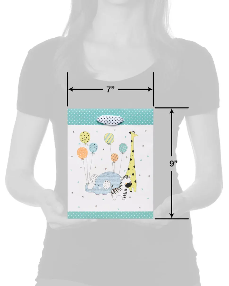 Zoo Animals with Balloons Medium Baby Gift Bag, 1 Bag